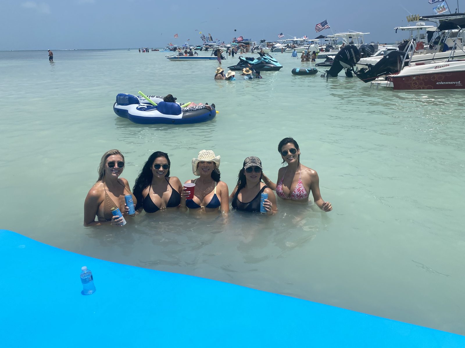 Group of women enjoying the Islamorada sandbar