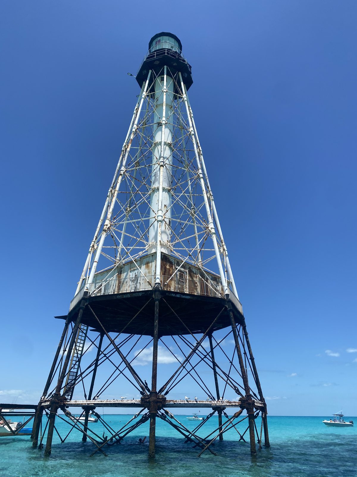 Alligator Reef Lighthouse rising out of the turquoise water off Islamorada
