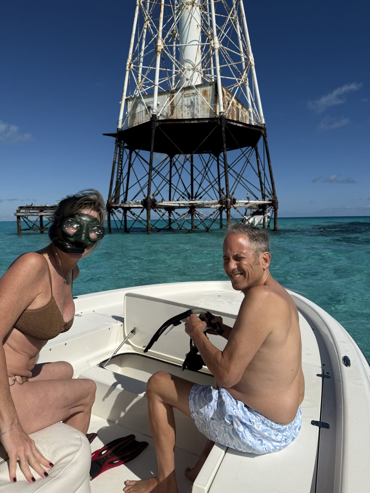 Couple in snorkel masks at Alligator Reef